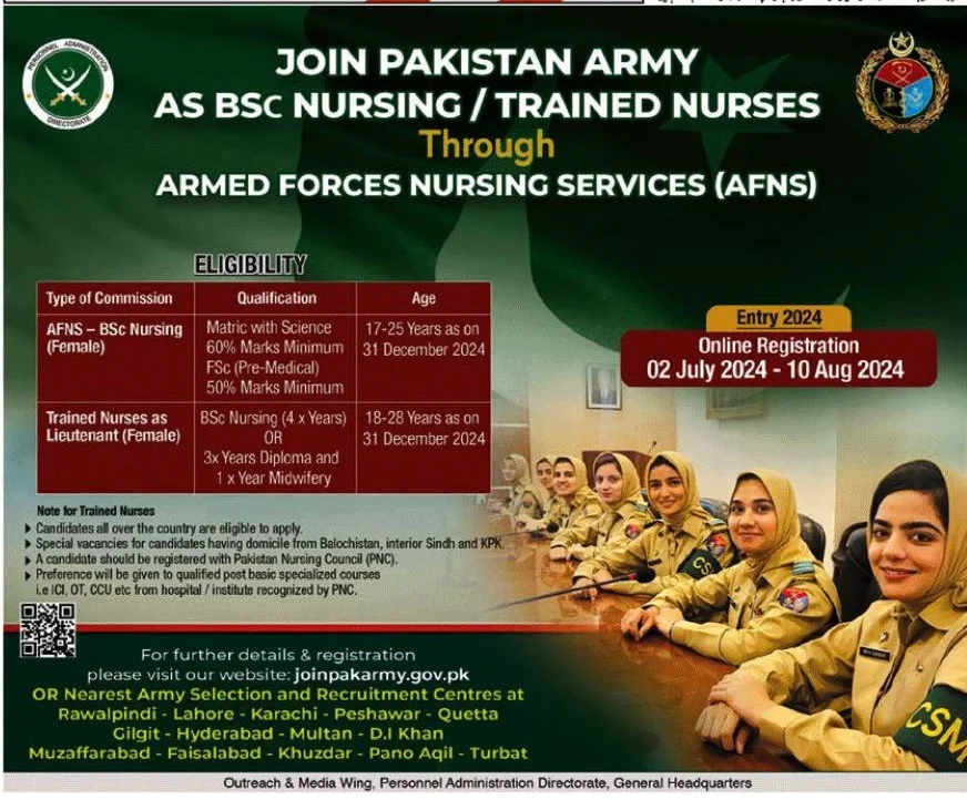 AFNS trained nurse advertisement